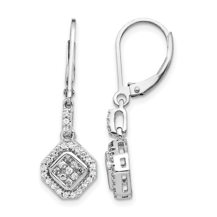 14k White Gold Diamond Leverback Earrings-EM5545-050-WA