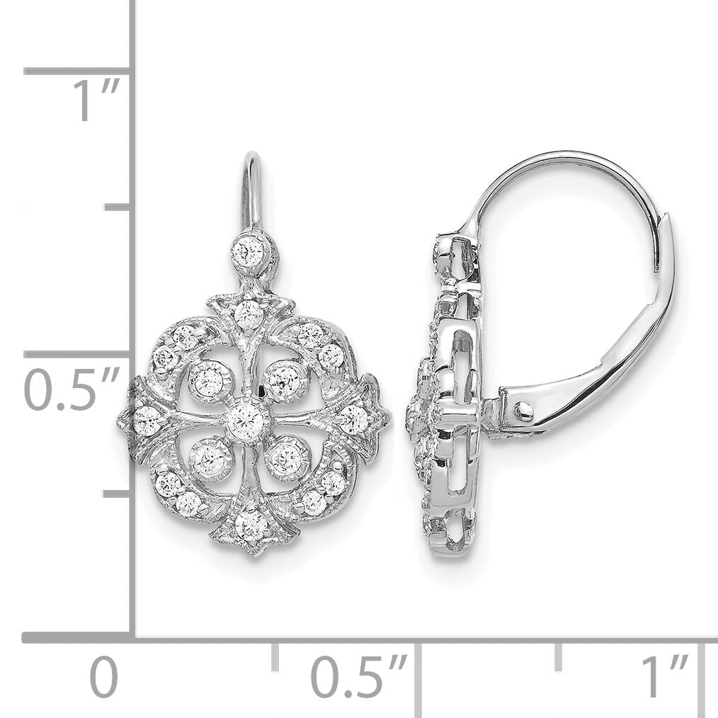 14k White Gold Diamond Leverback Earrings-EM5546-033-WA