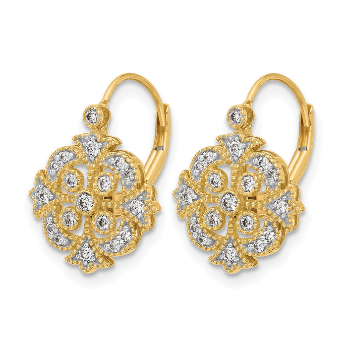 14k Diamond Leverback Earrings-EM5546-033-YA