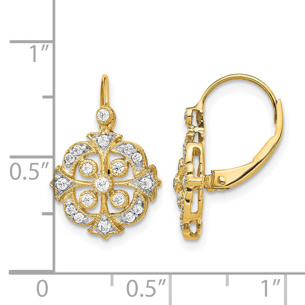 14k Diamond Leverback Earrings-EM5546-033-YA