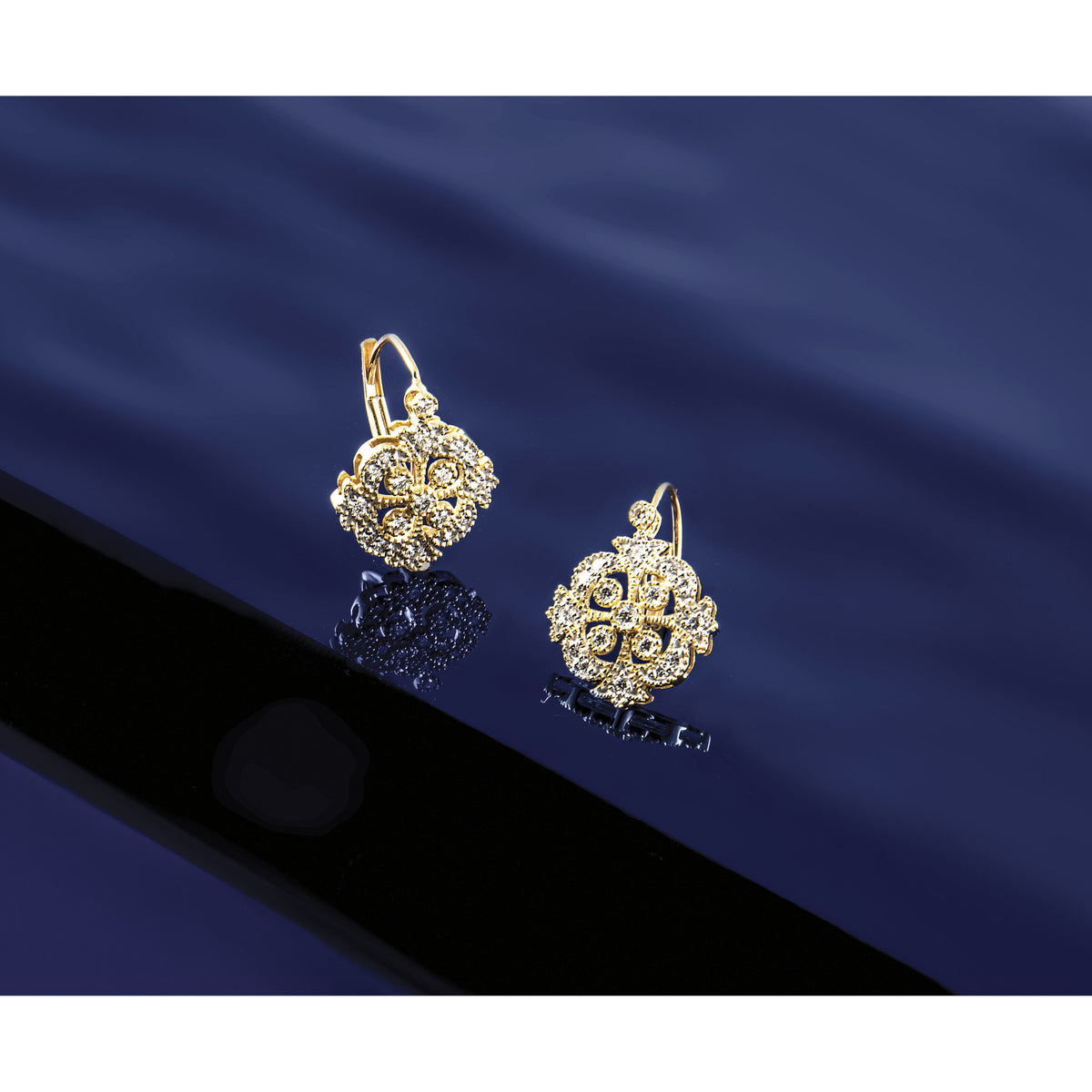 14k Diamond Post Earrings-EM5446-020-YA