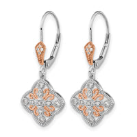 14k White Gold w/Rose Rhodium Diamond Leverback Earrings-EM5547-013-WA