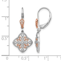 14k White Gold w/Rose Rhodium Diamond Leverback Earrings-EM5547-013-WA