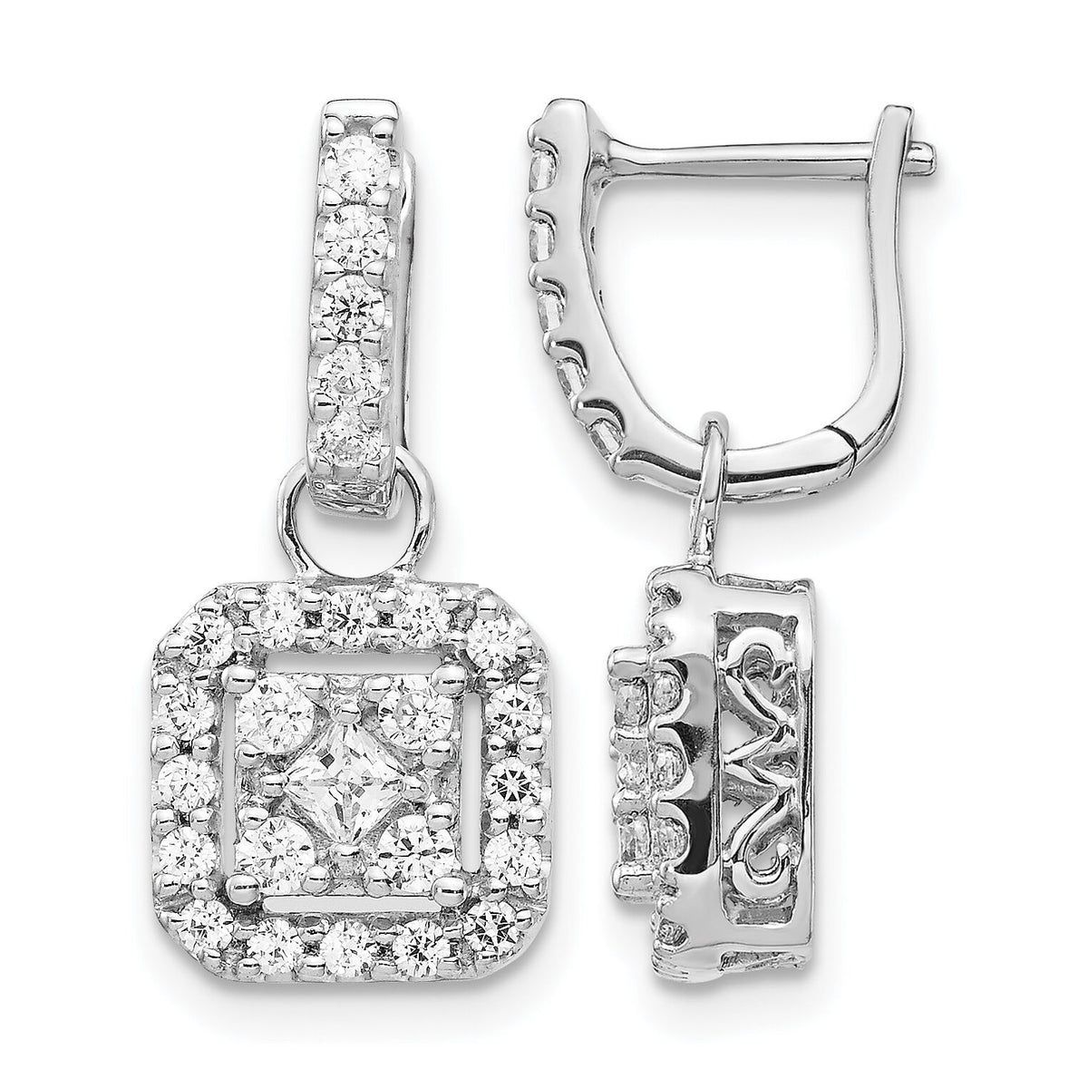 14k White Gold Diamond Hinged Earrings-EM5549-088-WA