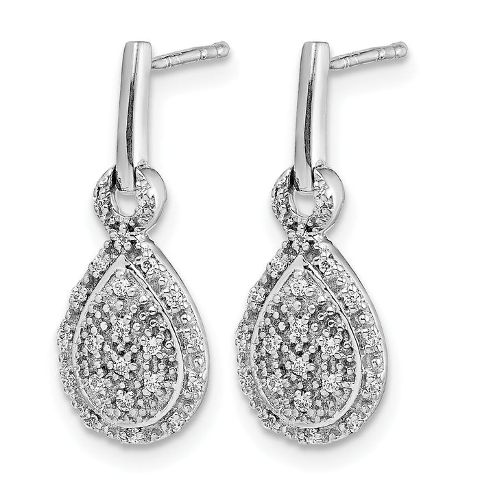 14k White Gold Diamond Teardrop Post Earrings-EM5554-016-WA