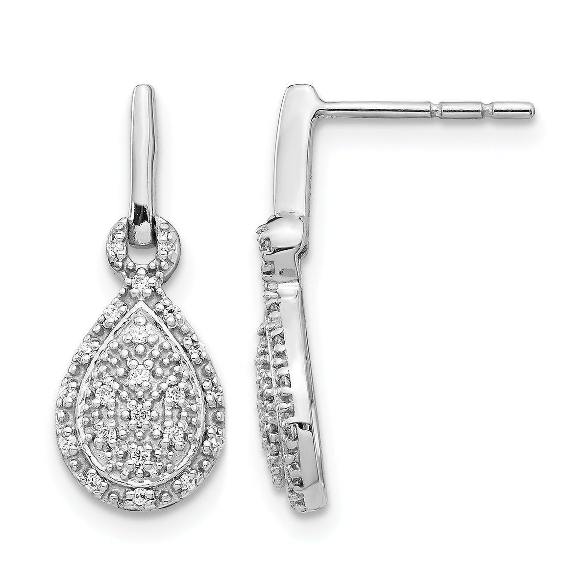 14k White Gold Diamond Teardrop Post Earrings-EM5554-016-WA