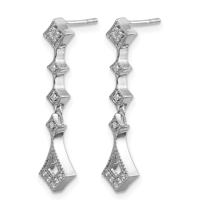 14k White Gold Diamond Vintage Earrings-EM5555-010-WA
