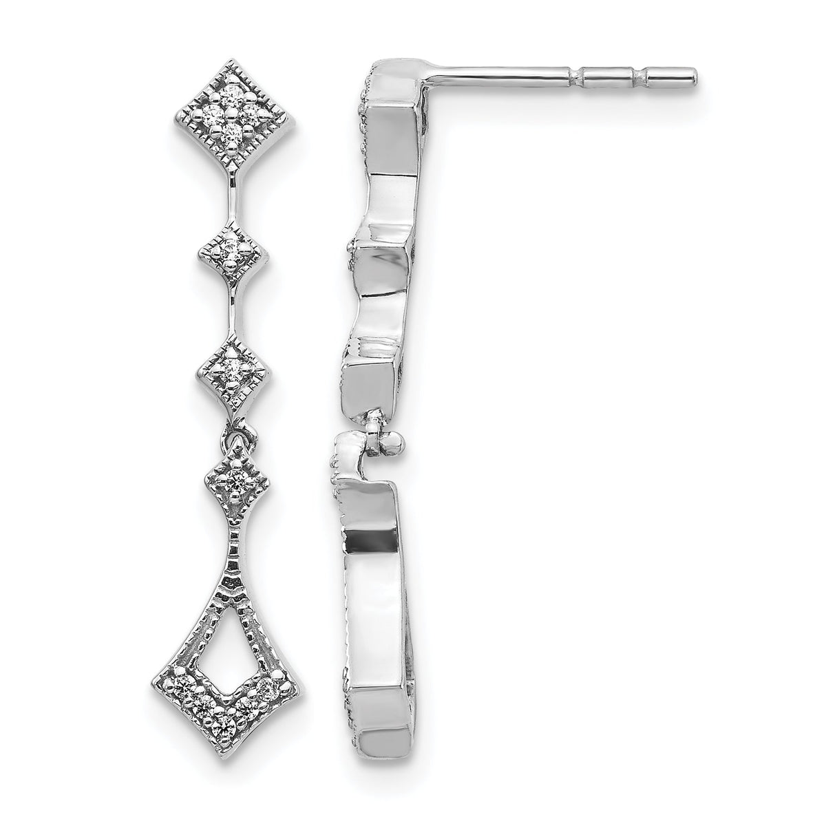 14k White Gold Diamond Vintage Earrings-EM5555-010-WA