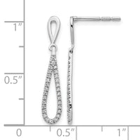 14k White Gold Polished Diamond Teardrop Dangle Post Earrings-EM5556-020-WA