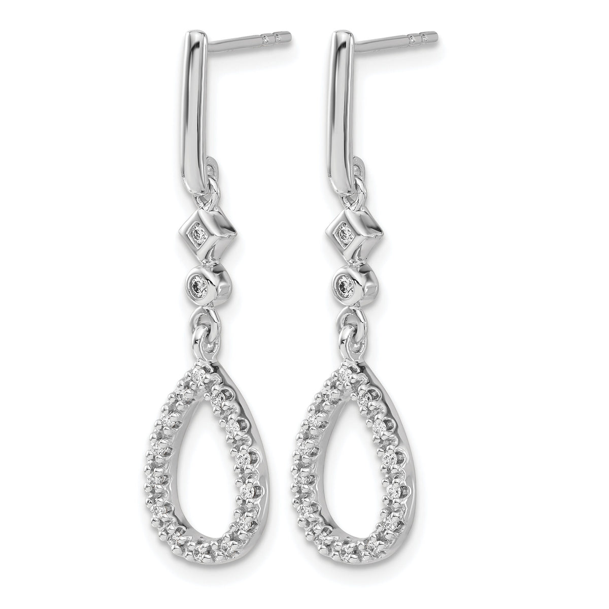 14k White Gold Diamond Teardrop Earrings-EM5558-025-WA