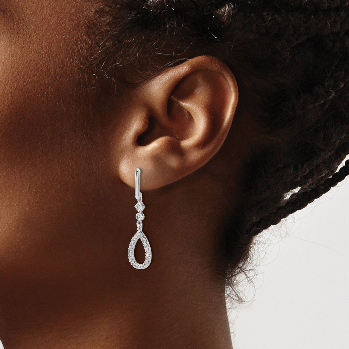 14k White Gold Diamond Teardrop Earrings-EM5558-025-WA