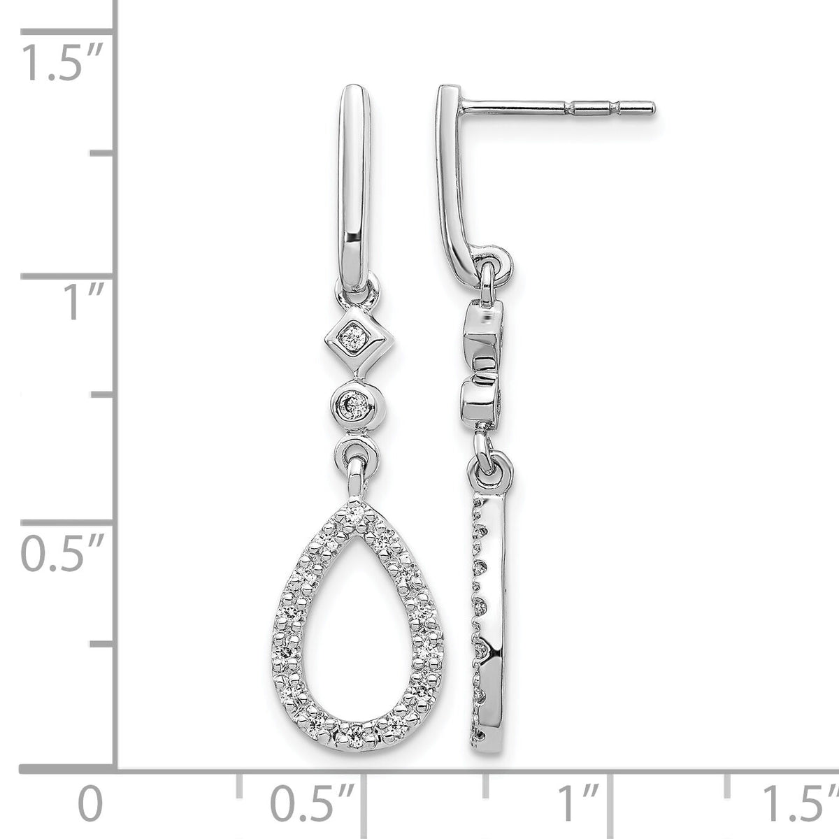 14k White Gold Diamond Teardrop Earrings-EM5558-025-WA