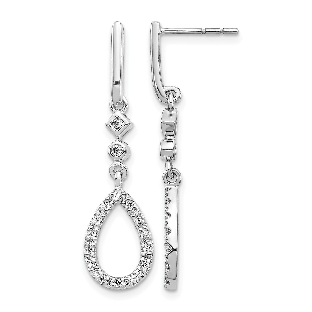 14k White Gold Diamond Teardrop Earrings-EM5558-025-WA