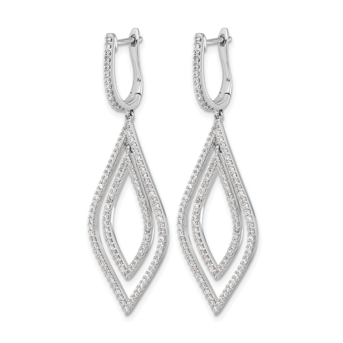 14k White Gold Diamond Teardrop Hinged Dangle Earrings-EM5562-110-WA