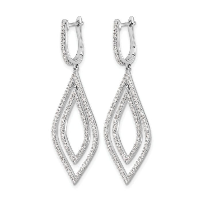14k White Gold Diamond Teardrop Hinged Dangle Earrings-EM5562-110-WA