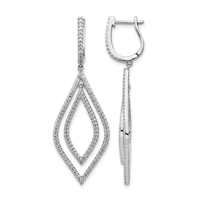 14k White Gold Diamond Teardrop Hinged Dangle Earrings-EM5562-110-WA