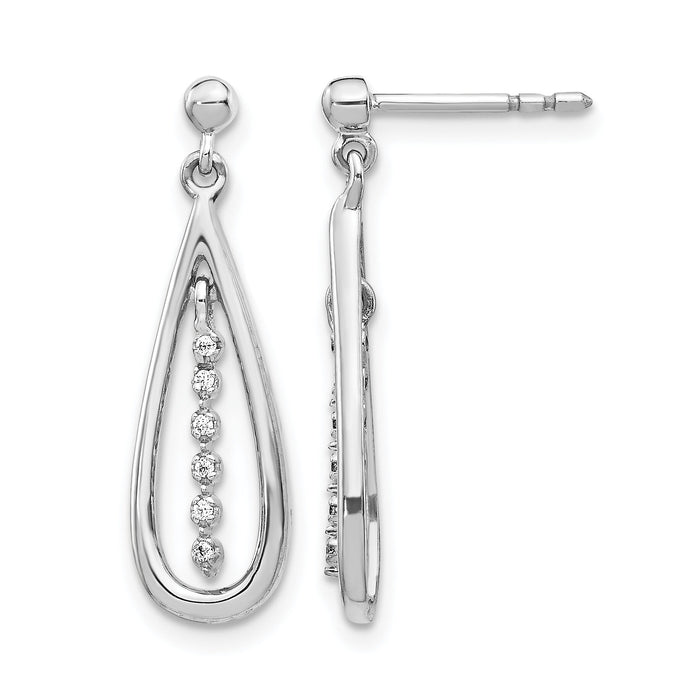 14k White Gold Diamond Teardrop Post Earrings-EM5563-004-WA
