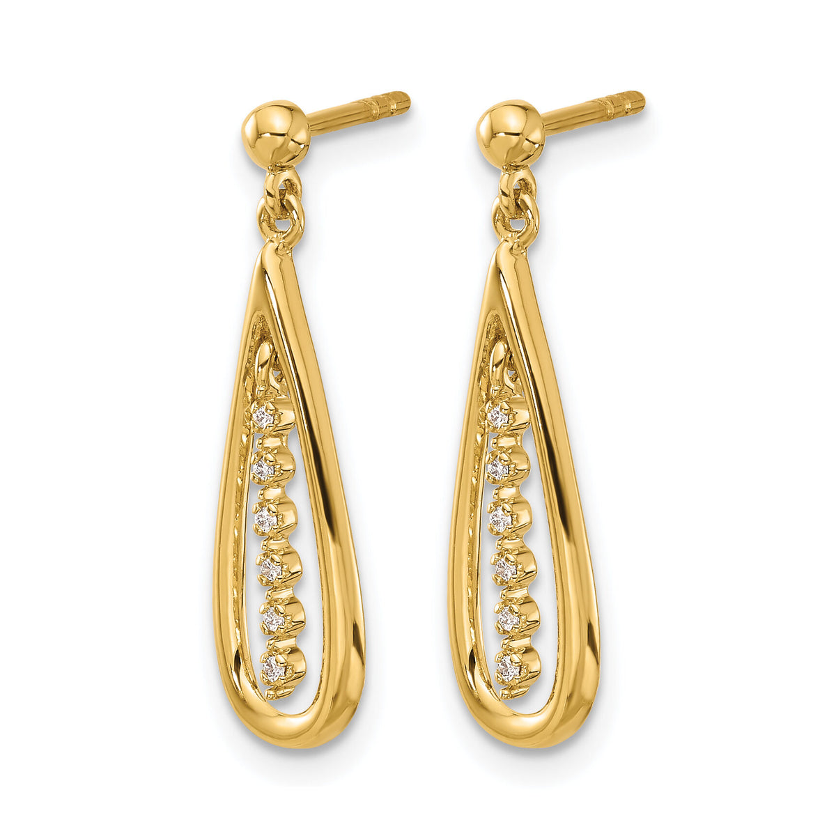 14k Diamond Teardrop Post Earrings-EM5563-004-YA