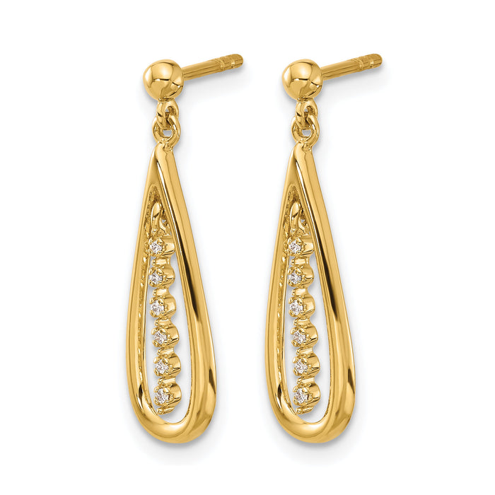 14k Diamond Teardrop Post Earrings-EM5563-004-YA