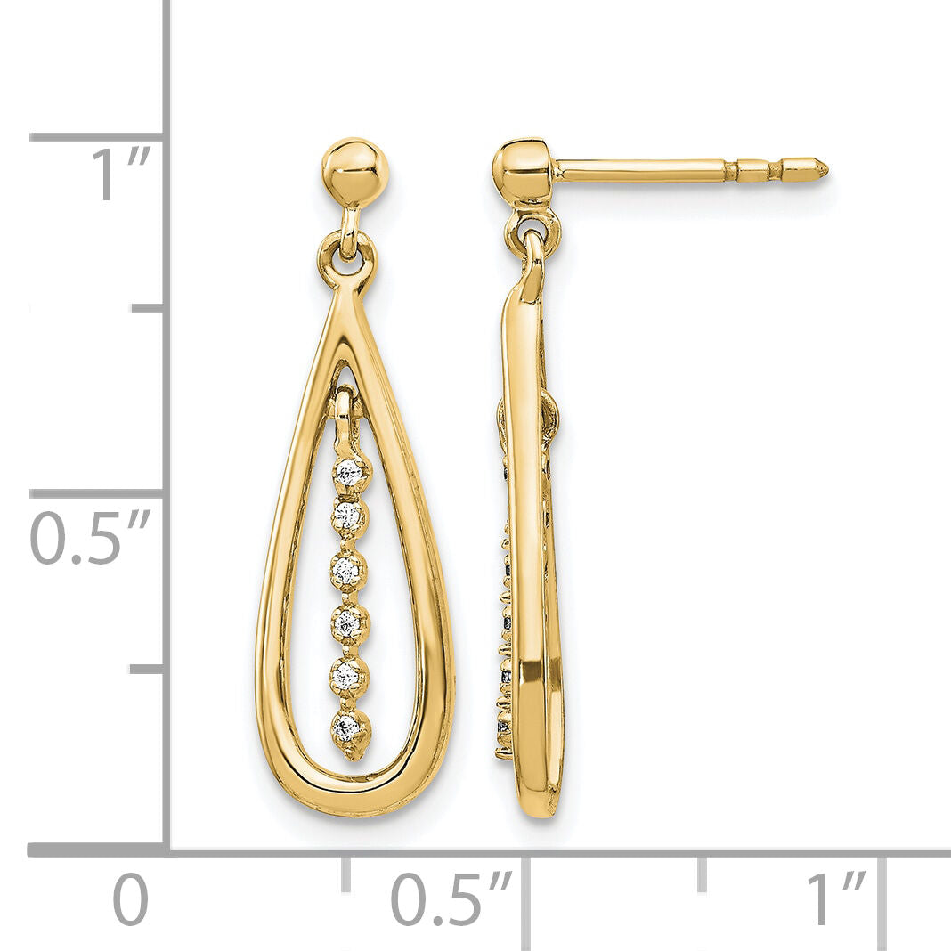 14k Diamond Teardrop Post Earrings-EM5563-004-YA