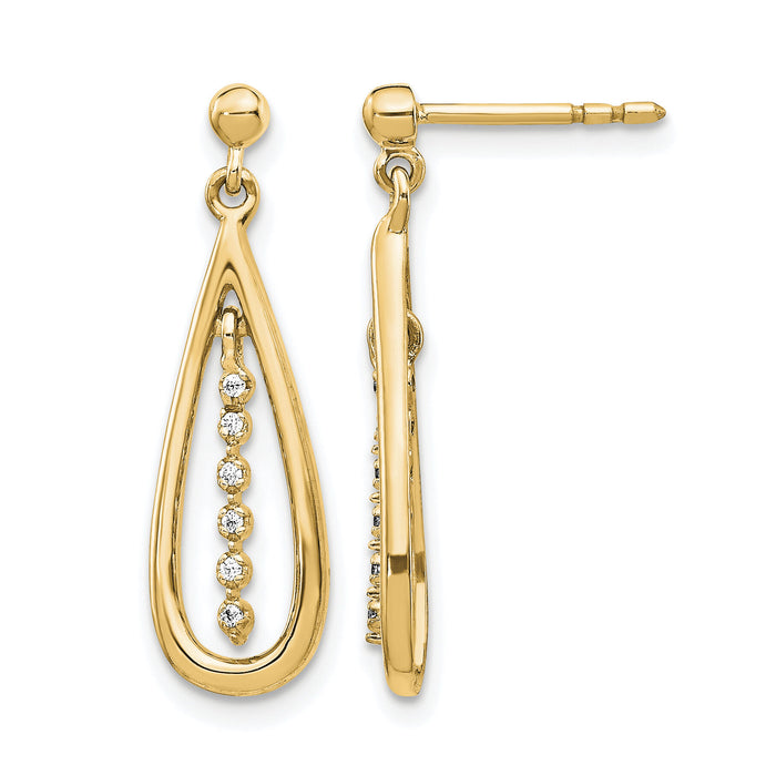 14k Diamond Teardrop Post Earrings-EM5563-004-YA