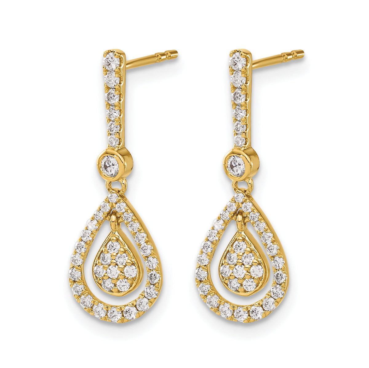 14k Diamond Fancy Teardrop Dangle Post Earrings-EM5564-050-YA