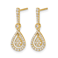 14k Diamond Fancy Teardrop Dangle Post Earrings-EM5564-050-YA