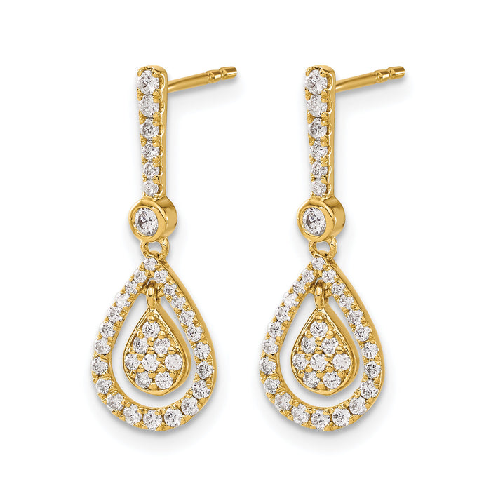 14k Diamond Fancy Teardrop Dangle Post Earrings-EM5564-050-YA