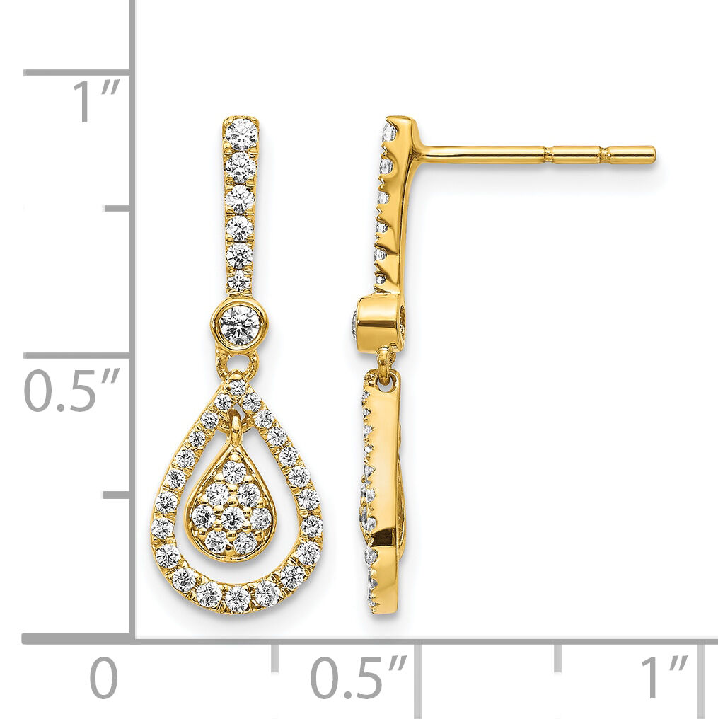14k Diamond Fancy Teardrop Dangle Post Earrings-EM5564-050-YA