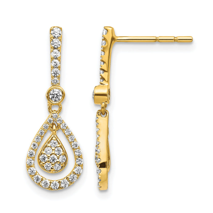 14k Diamond Fancy Teardrop Dangle Post Earrings-EM5564-050-YA