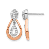 14k White and Rose Gold Diamond Post Dangle Earrings-EM5565-020-WRA