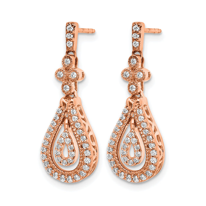 14k Rose Gold Polished Diamond Post Earrings-EM5566-040-RA