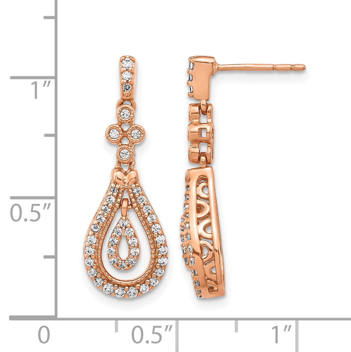 14k Rose Gold Polished Diamond Post Earrings-EM5566-040-RA