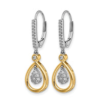 14k Two-tone Oval Cluster Diamond Leverback Earrings-EM5569-025-WYA
