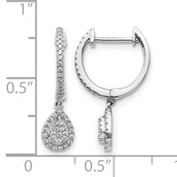 14k White Gold Diamond Teardrop Hinged Hoop Earrings-EM5570-025-WA