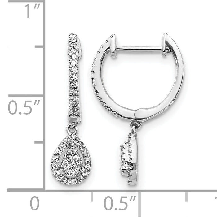 14k White Gold Diamond Teardrop Hinged Hoop Earrings-EM5570-025-WA