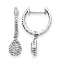 14k White Gold Diamond Teardrop Hinged Hoop Earrings-EM5570-025-WA