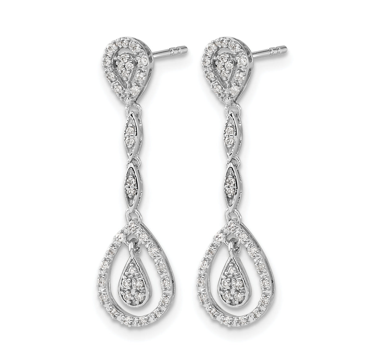 14k White Gold Teardrop Diamond Dangle Earrings-EM5571-025-WA