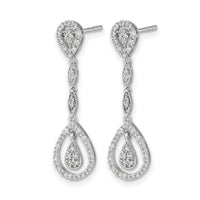 14k White Gold Teardrop Diamond Dangle Earrings-EM5571-025-WA