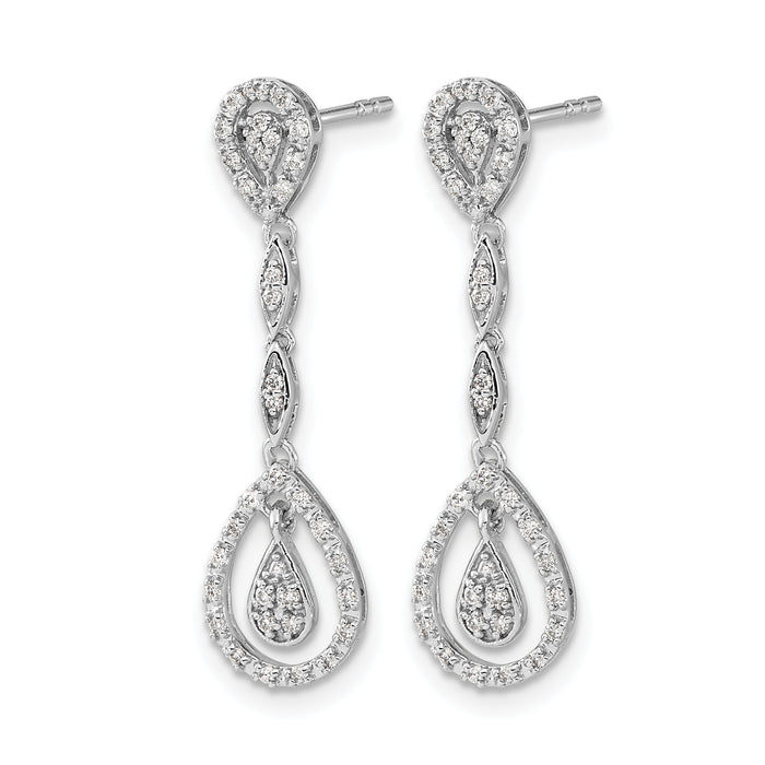 14k White Gold Teardrop Diamond Dangle Earrings-EM5571-025-WA