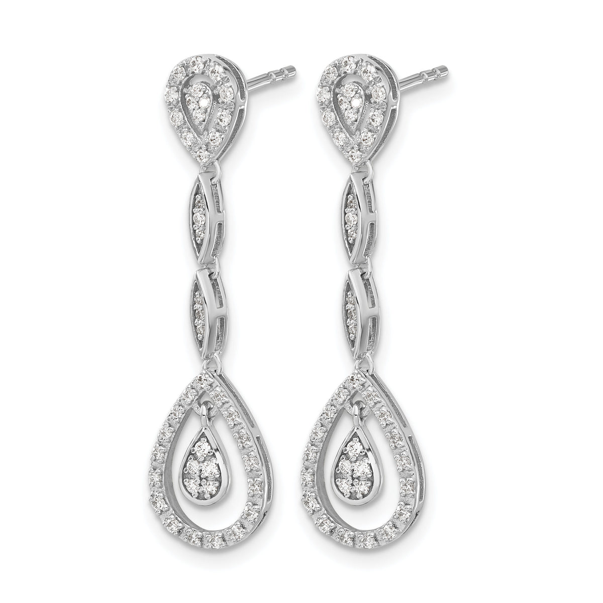 14k White Gold Teardrop Diamond Dangle Earrings-EM5571-033-WA