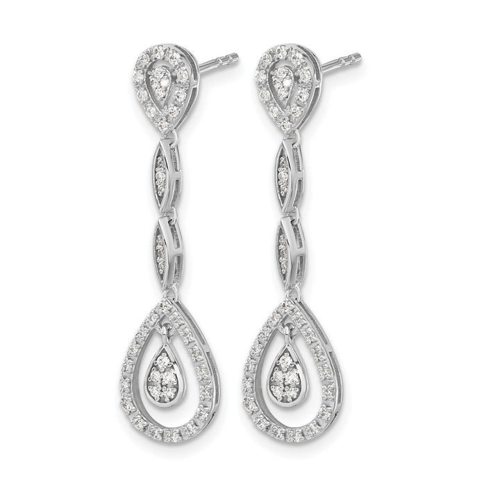 14k White Gold Teardrop Diamond Dangle Earrings-EM5571-033-WA