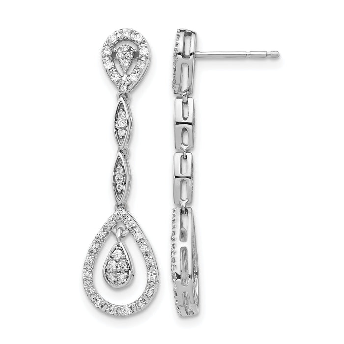 14k White Gold Teardrop Diamond Dangle Earrings-EM5571-033-WA