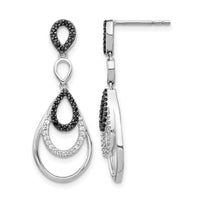 14k White Gold Black and White Diamond Post Earrings-EM5572-040-WA
