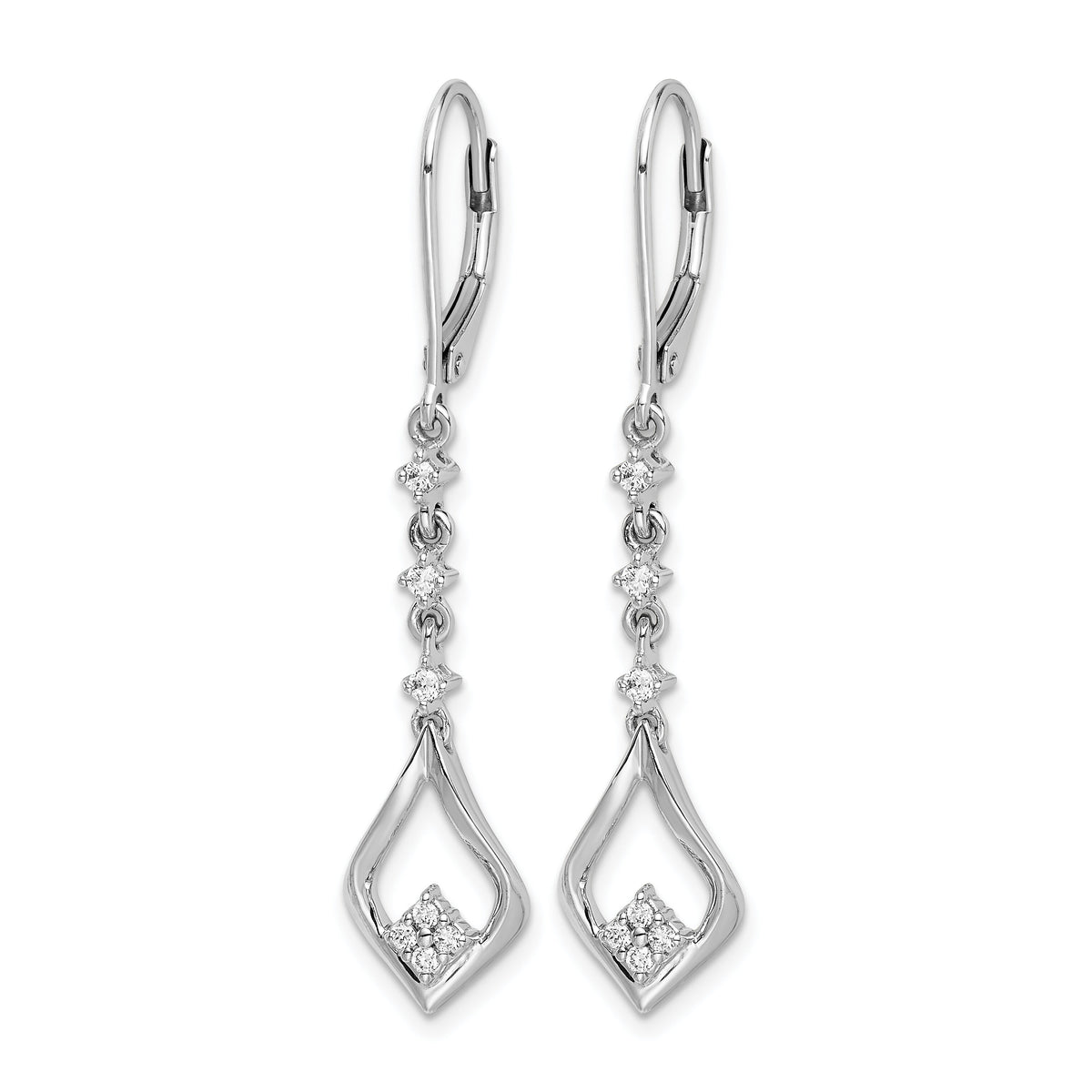 14k White Gold Diamond Leverback Dangle Earrings-EM5573-020-WA
