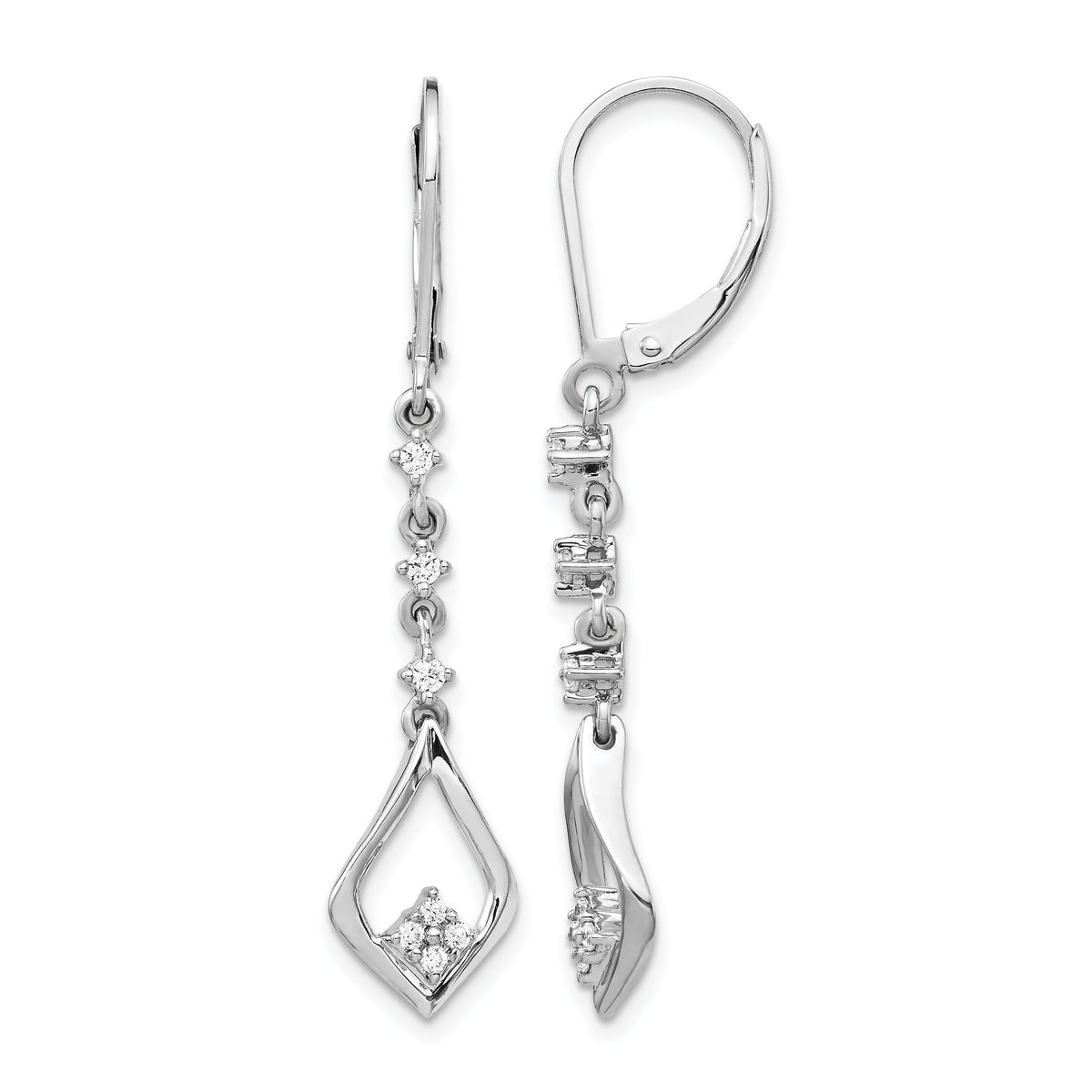 14k White Gold Diamond Leverback Dangle Earrings-EM5573-020-WA