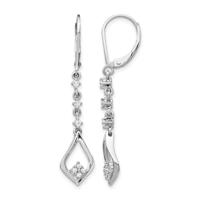 14k White Gold Diamond Leverback Dangle Earrings-EM5573-020-WA