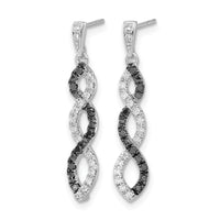 14k White Gold Black and White Diamond Twisted Post Earrings-EM5575-033-WA
