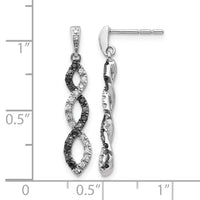 14k White Gold Black and White Diamond Twisted Post Earrings-EM5575-033-WA