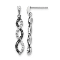 14k White Gold Black and White Diamond Twisted Post Earrings-EM5575-033-WA
